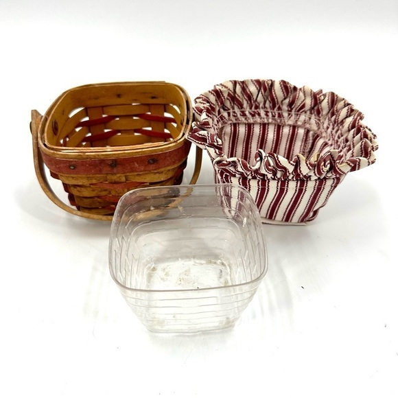 Vtg Longaberger Sweetheart Sentiments Basket 1995 Red Ticking Stripe Liner - Picture 2 of 14